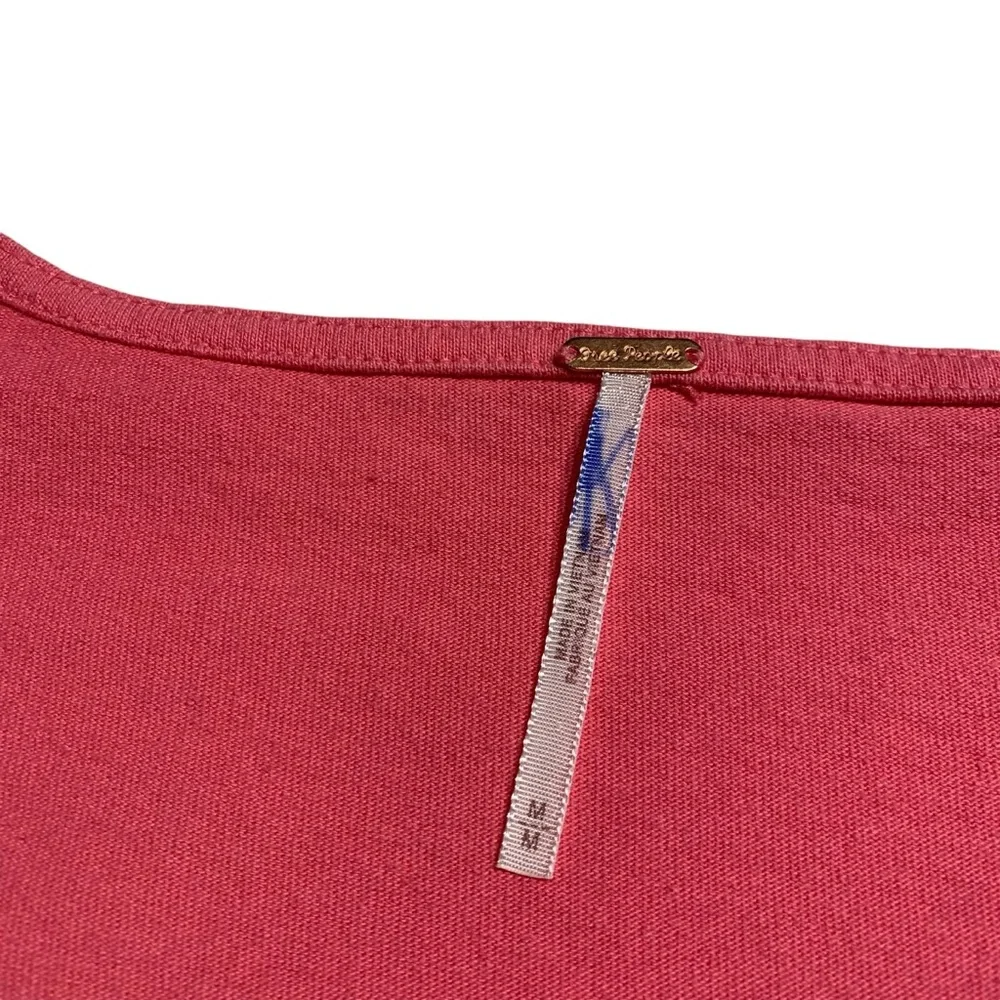 Free People Kitty Tie Front‎ Crop Top Puff Sleeve Pink Romantic M